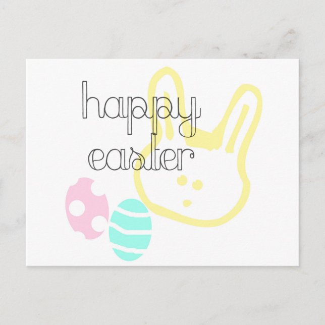 happy easter holiday pastel eggs bunny postcard (Front)