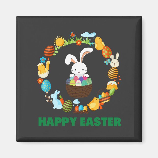 Happy Easter Holiday Rabbit Wishes  Magnet (Front)