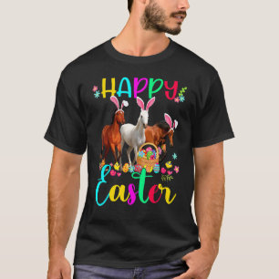 Happy Easter Horse   Three Horse Wearing Bunny Ear T-Shirt