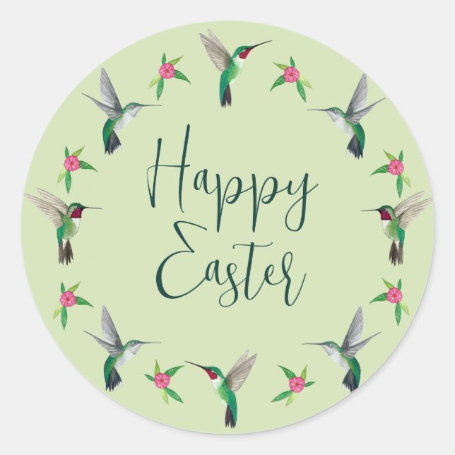Happy Easter Hummingbird  Classic Round Sticker (Front)