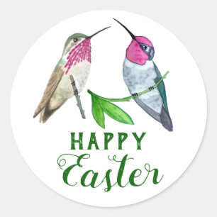 Happy Easter Hummingbirds Classic Round Sticker