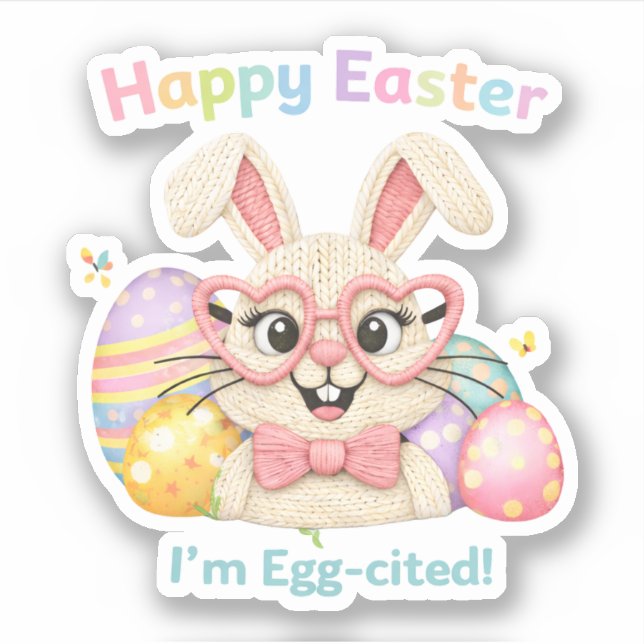 Happy Easter I'm Egg-cited Bunny  (Front)