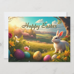 Happy Easter in a Spring Landscape