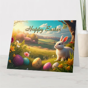 Happy Easter in a Spring Landscape Card