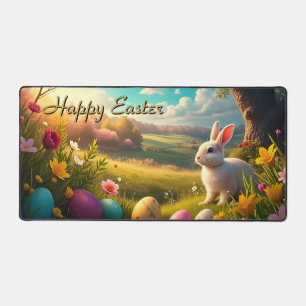 Happy Easter in a Spring Landscape Desk Mat