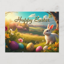 Happy Easter in a Spring Landscape