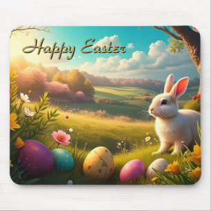 Happy Easter in a Spring Landscape Mouse Pad