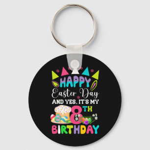 Happy Easter It's My 8th Birthday Bunny Eggs Boys  Keychain