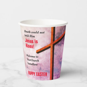 HAPPY EASTER Jesus is Risen Church Paper Cups