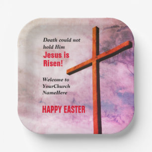 HAPPY EASTER Jesus is Risen CHURCH Paper Plate
