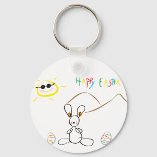 Happy Easter Kids Drawing Keychain
