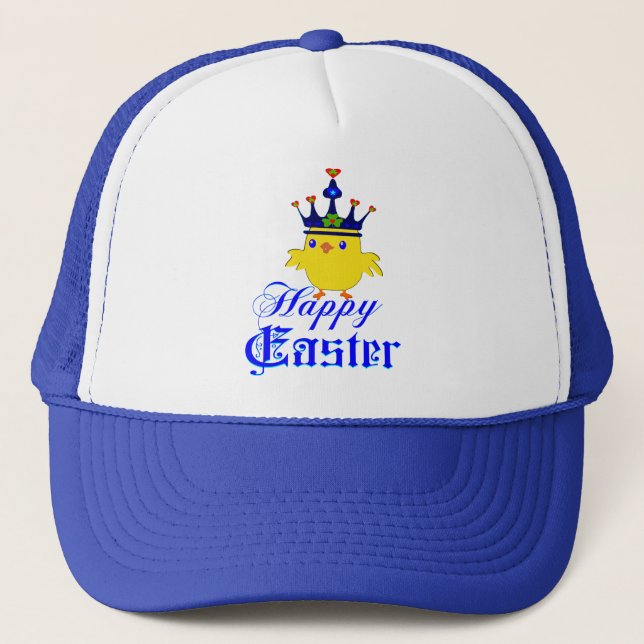 ♫♥Happy Easter King Chicken Fun Trucker Hat♥♪ Hat (Front)