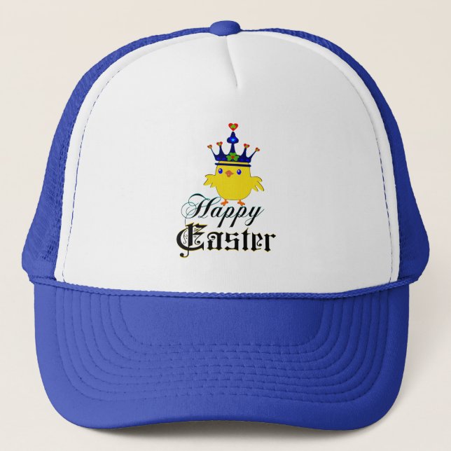 ♫♥Happy Easter King Chicken Fun Trucker Hat♥♪ Hat (Front)