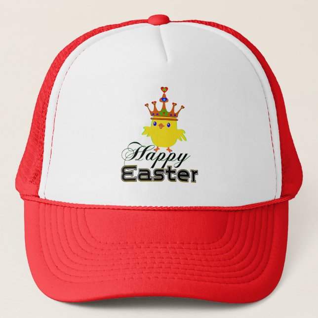 ♫♥Happy Easter King Chicken Fun Trucker Hat♥♪ Hat (Front)