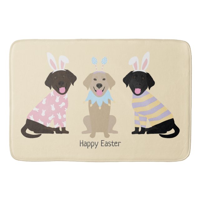 Happy Easter Labrador Retriever Dogs Bath Mat (Front)