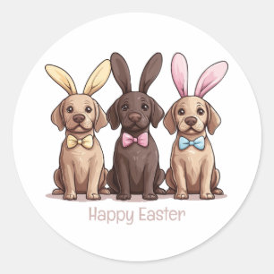Happy Easter Labrador Retriever Dogs Bunny Ears Classic Round Sticker