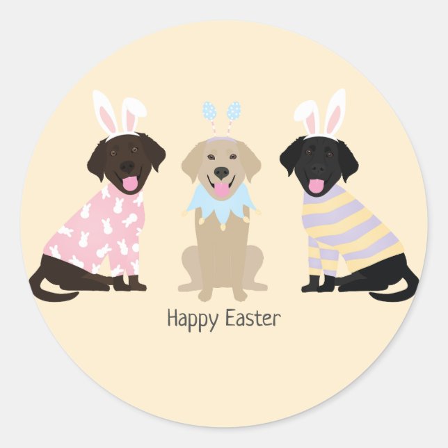 Happy Easter Labrador Retriever Dogs Classic Round Sticker (Front)