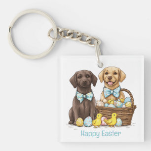 Happy Easter Labrador Retriever Dogs Keychain