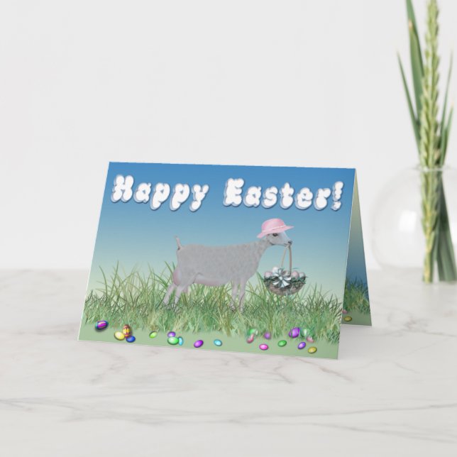 Happy Easter LaMancha Goat Holiday Card (Front)