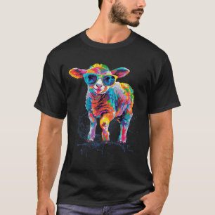 Happy Easter Lamb Sheep Colourful Artwork With Sun T-Shirt