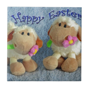 Happy Easter Lambs Tile
