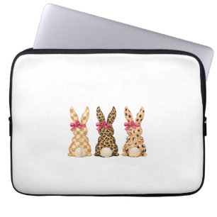 Happy Easter Leopard Bunny Coquette Bow Girl Women Laptop Sleeve