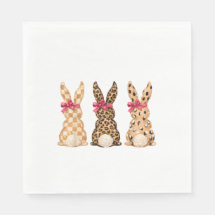 Happy Easter Leopard Bunny Coquette Bow Girl Women Napkin