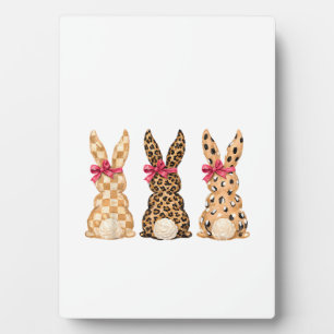 Happy Easter Leopard Bunny Coquette Bow Girl Women Plaque