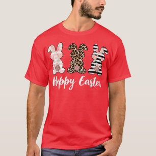 Happy Easter Leopard Plaid Rabbit Bunny Women Men  T-Shirt