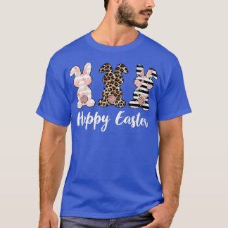 Happy Easter Leopard Plaid Rabbit Bunny Women Men  T-Shirt