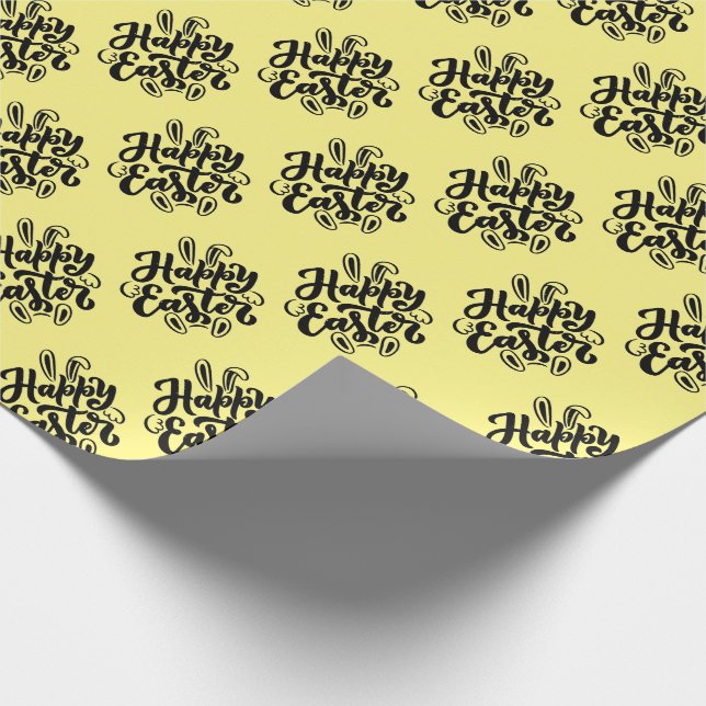 Happy Easter Lettering with Bunny Ears  Wrapping Paper (Corner)