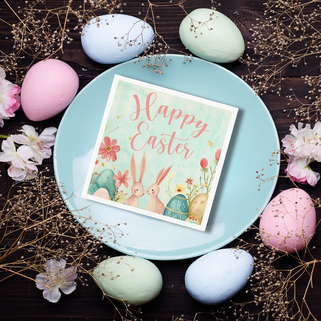 Happy Easter light green watercolor Napkin (Happy Easter light green watercolor Napkin)