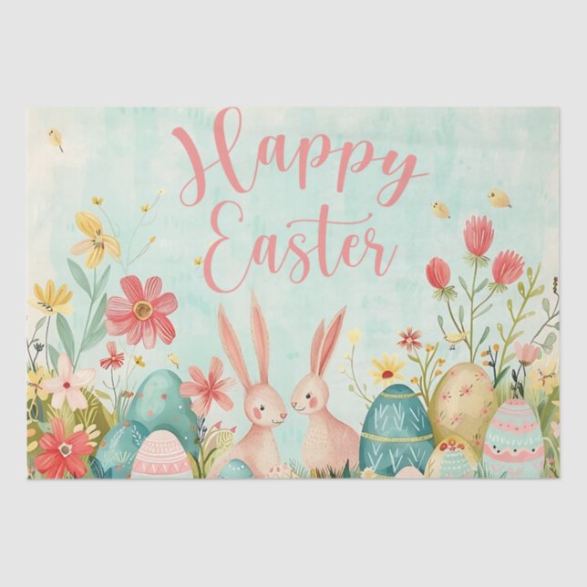 Happy Easter light green watercolor Tissue Paper (Front)