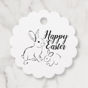 Happy Easter Line Art Bunny Rabbit Étiquettes modi