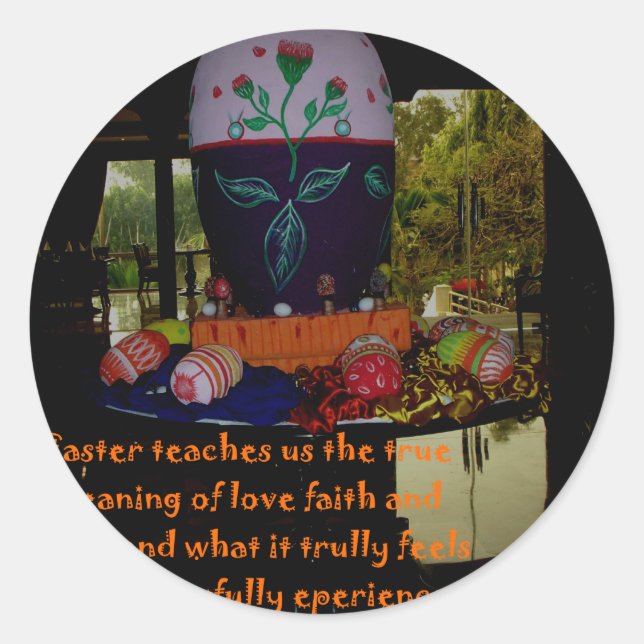 Happy Easter Love Faith and Hope Wishes Classic Round Sticker (Front)