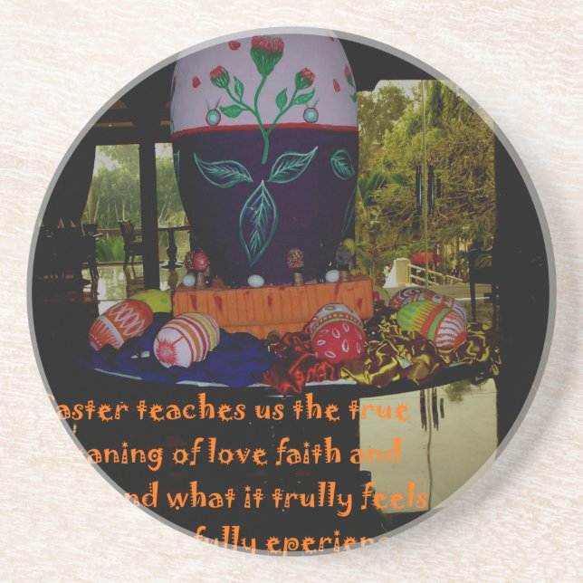 Happy Easter Love Faith and Hope Wishes Coaster (Front)
