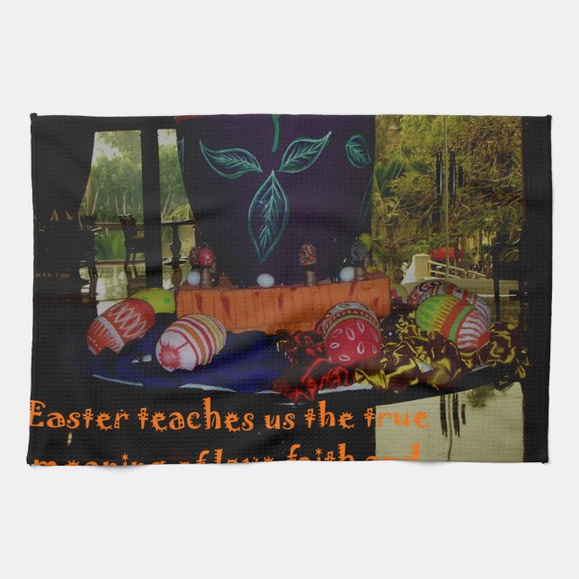 Happy Easter Love Faith and Hope Wishes Kitchen Towel (Horizontal)