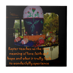 Happy Easter Love Faith and Hope Wishes Tile