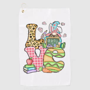 Happy Easter - Love Gnome Design with Bright Colou Golf Towel
