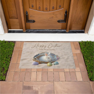 Happy Easter Lowcountry Oyster Shell and Bunny Doormat