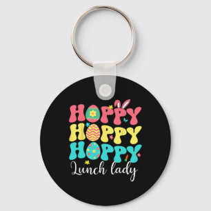 Happy Easter Lunch Lady Colourful Bunny Job Team H Keychain