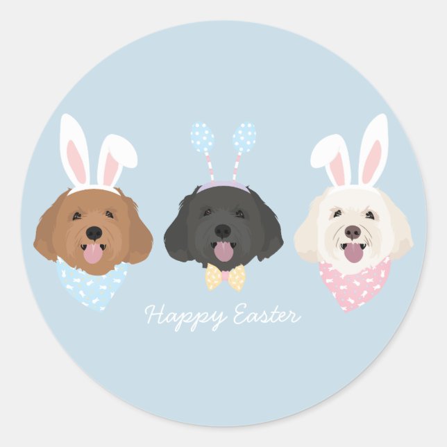 Happy Easter Maltipoo Dogs Classic Round Sticker (Front)
