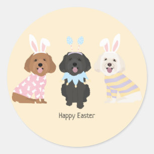 Happy Easter Maltipoo Dogs Classic Round Sticker