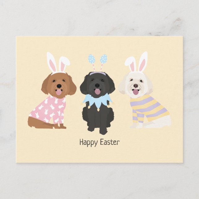 Happy Easter Maltipoo Dogs Holiday Postcard (Front)