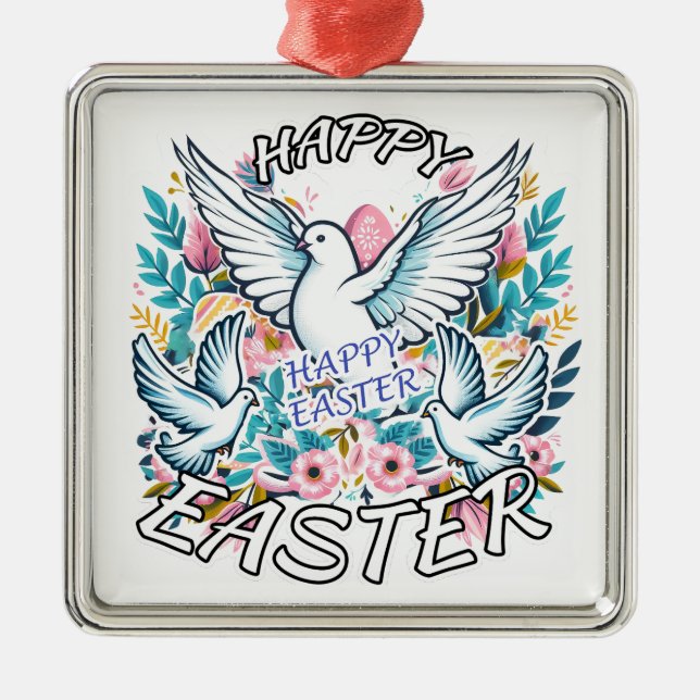 Happy Easter Metal Ornament (Front)