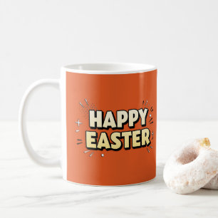Happy Easter Modern Terracotta Typographic Quote  Coffee Mug