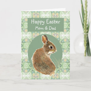 Happy Easter Mom Dad Fun Bunny Rabbit Holiday Card