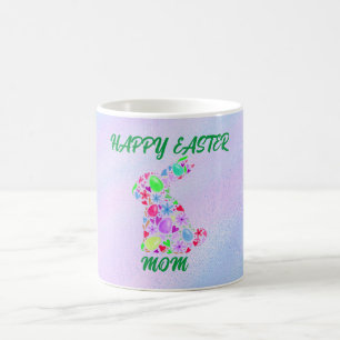 "HAPPY EASTER "MOM" MUG AVEC RABBIT FLEURI.