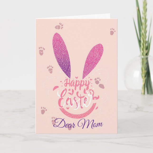 Happy Easter Mom , Personalized Easter funnyBunny Holiday Card (Front)