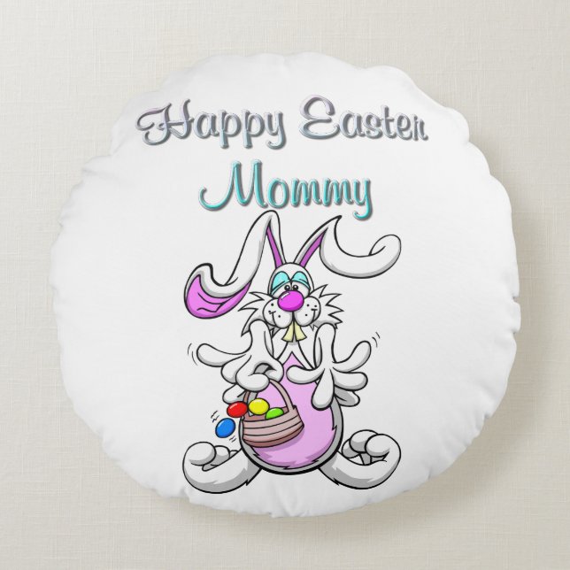 Happy Easter Mommy Round Throw Pillow (Front)